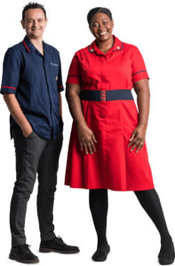 Man and woman in nurses uniform