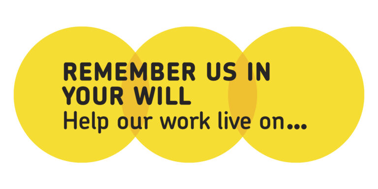 Graphic with words "remember us in your will, help our wok live on."